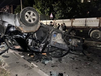 Появились кадры перевёрнутого автомобиля ТЦК во